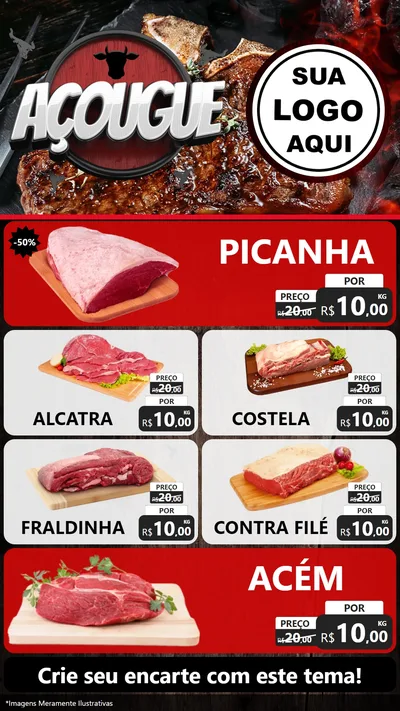 Modelo de TV para TV Vertical com o tema Açougue para Açougue
