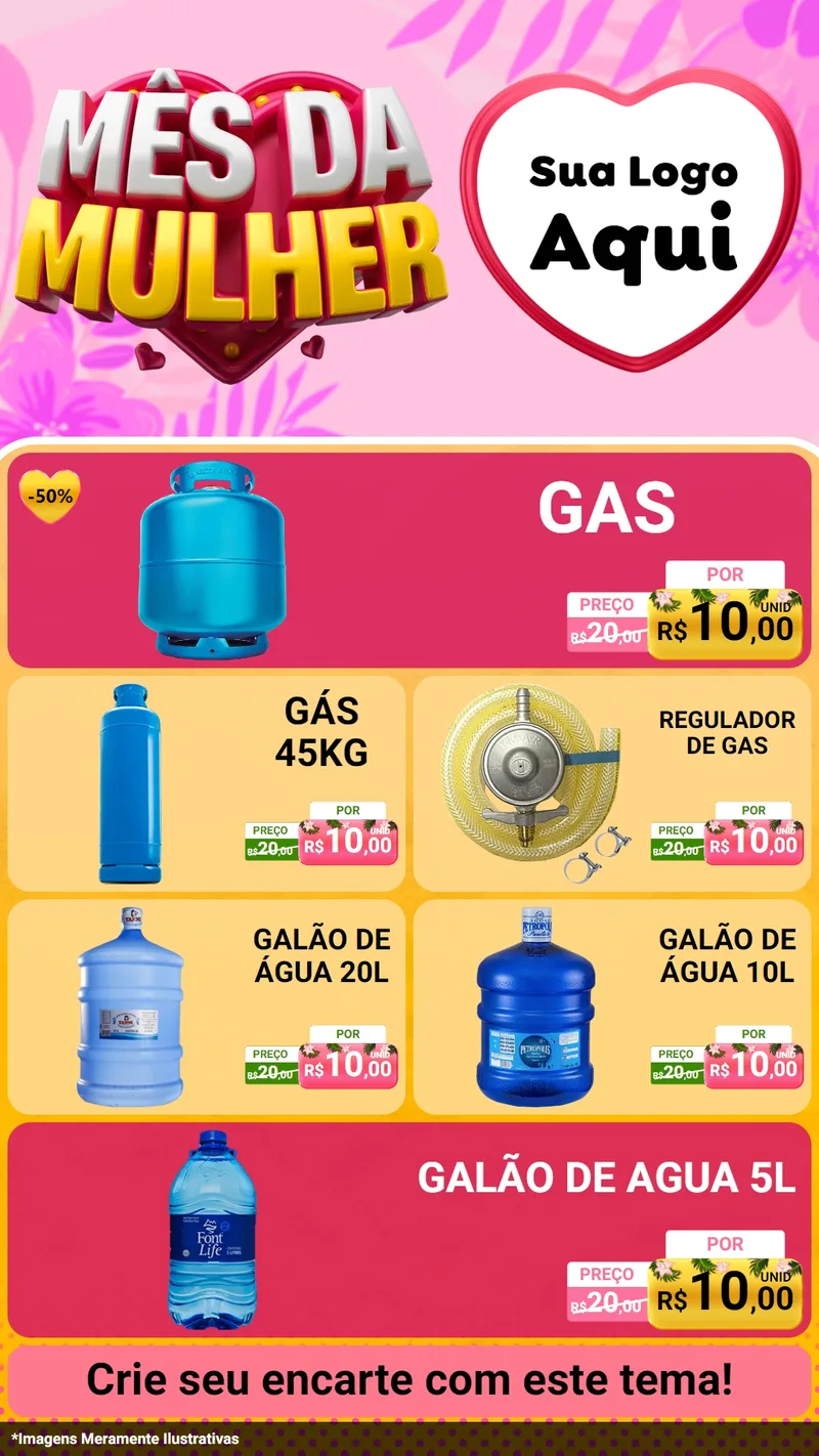 Modelo de TV para TV Vertical com o tema Mês da Mulher para Água e gás