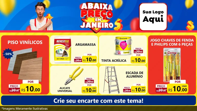 Modelo de TV para TV Horizontal com o tema Abaixa Preço em Janeiro para Material para Construção