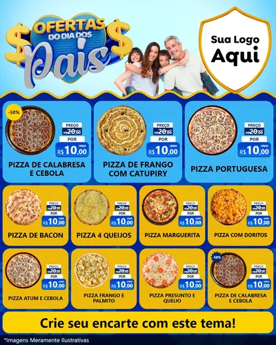 Modelo de Rede Social para Feed Instagram com o tema Ofertas do Dia dos Pais para Pizzaria