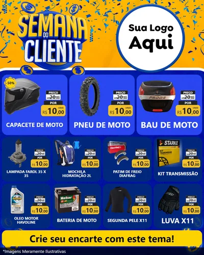 Modelo de Rede Social para Feed Instagram com o tema Semana do Cliente para Moto peças