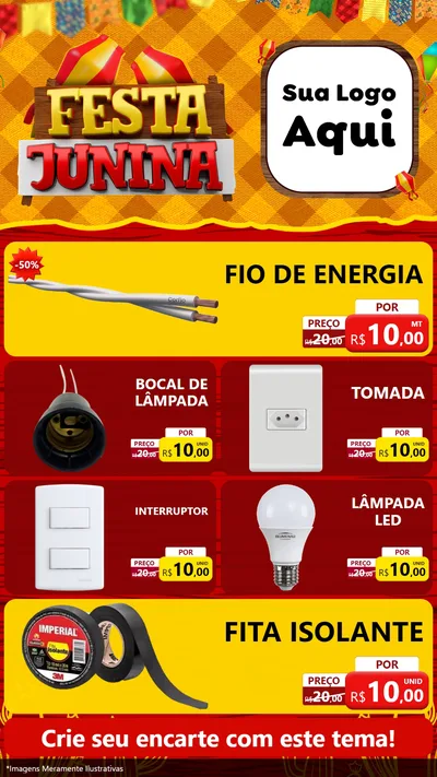 Modelo de TV para TV Vertical com o tema Festa Junina para Materiais Elétricos