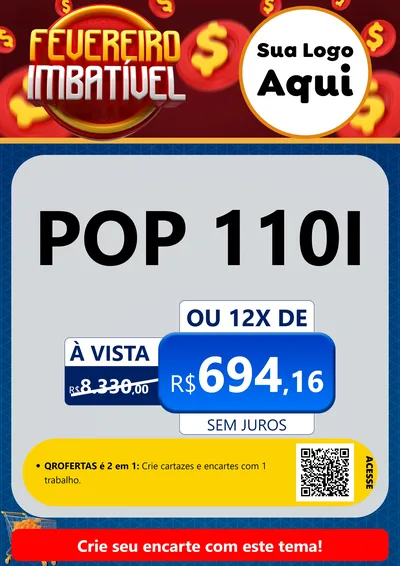 Modelo de Cartaz para Cartaz A4 Vertical com o tema Fevereiro Imbatível para Concessionaria de Motos