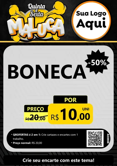 Modelo de Cartaz para Cartaz A4 Vertical com o tema Quinta e Sexta Maluca para Brinquedos