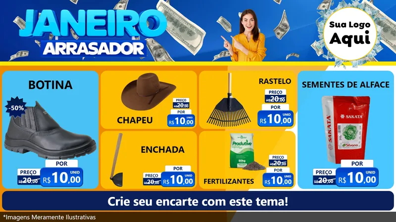 Modelo de TV para TV Horizontal com o tema Janeiro Arrasador para Agropecuária