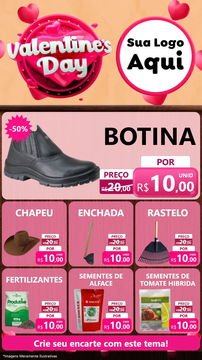Modelo de Rede Social para Stories com o tema Valentine's Day para Agropecuária