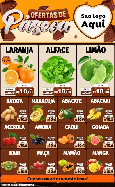 Modelo de Encarte para Encarte Grande com o tema Ofertas de Páscoa para Hortifrúti