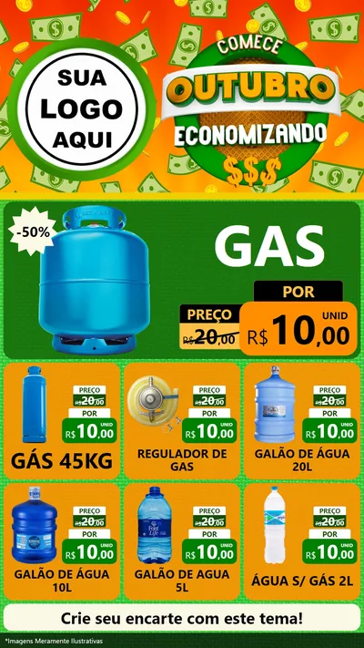 Modelo de Rede Social para Stories com o tema Comece Outubro Economizando para Água e gás