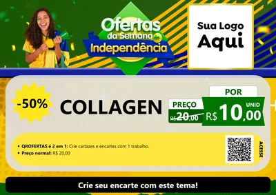 Modelo de Cartaz para Cartaz A4 Horizontal com o tema Ofertas da Semana da Independência para Suplementos alimentares