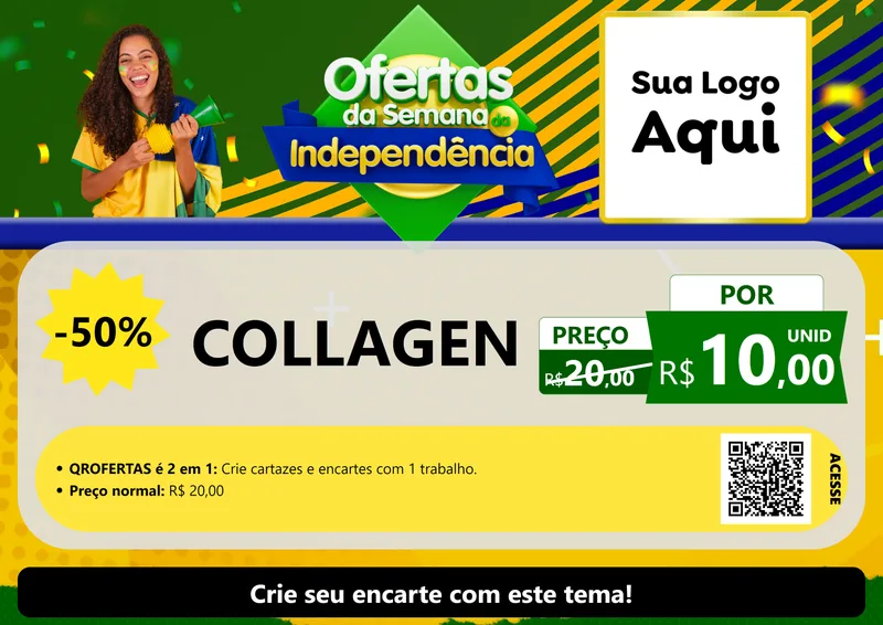 Modelo de Cartaz para Cartaz A4 Horizontal com o tema Ofertas da Semana da Independência para Suplementos alimentares