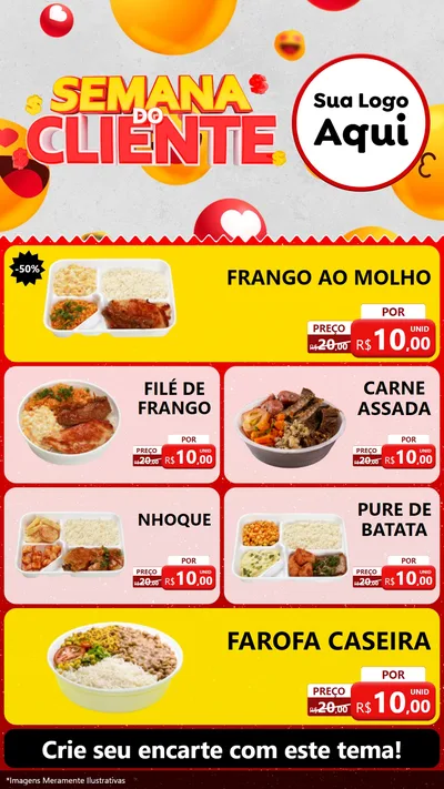 Modelo de TV para TV Vertical com o tema Semana do Cliente para Restaurante