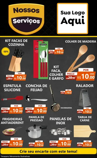 Modelo de Encarte para Encarte Grande com o tema Nossos Serviços para Utilidades Domésticas