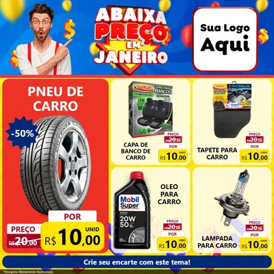 Modelo de Rede Social para Feed Facebook com o tema Abaixa Preço em Janeiro para Auto peças