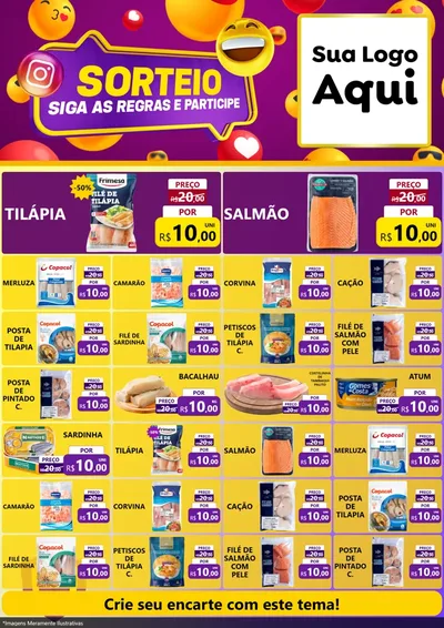 Modelo de Encarte para Encarte A4 Vertical com o tema Sorteio para Peixaria
