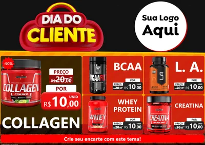 Modelo de Encarte para Encarte A4 Horizontal com o tema Dia do Cliente para Suplementos alimentares