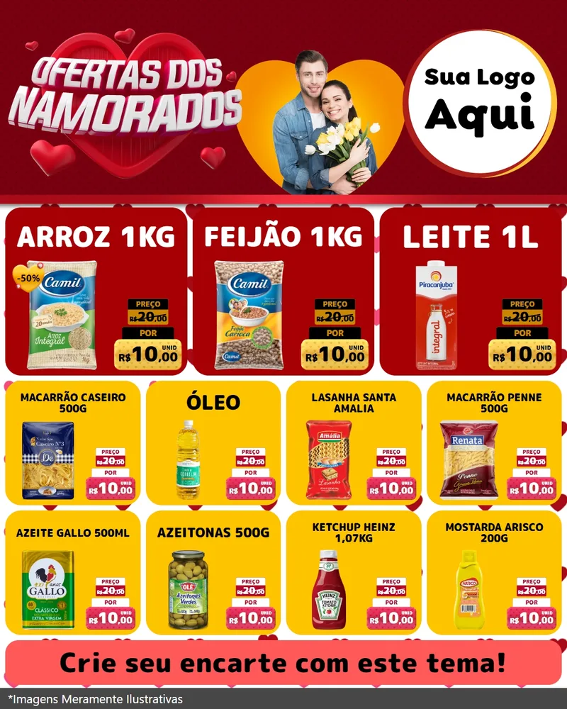 Modelo de Rede Social para Feed Instagram com o tema Ofertas Dos Namorados para Supermercado