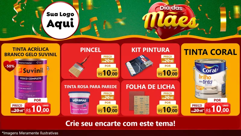Modelo de TV para TV Horizontal com o tema Dia das Mães para Tintas e Ferramentas