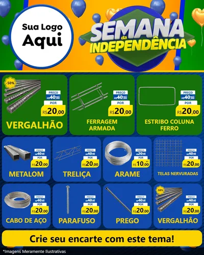 Modelo de Rede Social para Feed Instagram com o tema Semana da Independência para Ferragens