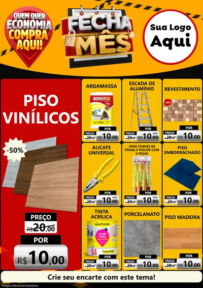 Modelo de Encarte para Encarte A4 Vertical com o tema Fecha Mês para Material para Construção