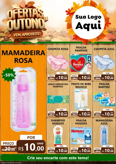 Modelo de Encarte para Encarte A4 Vertical com o tema Ofertas de Outono - Vem, Aproveite! para Bebês