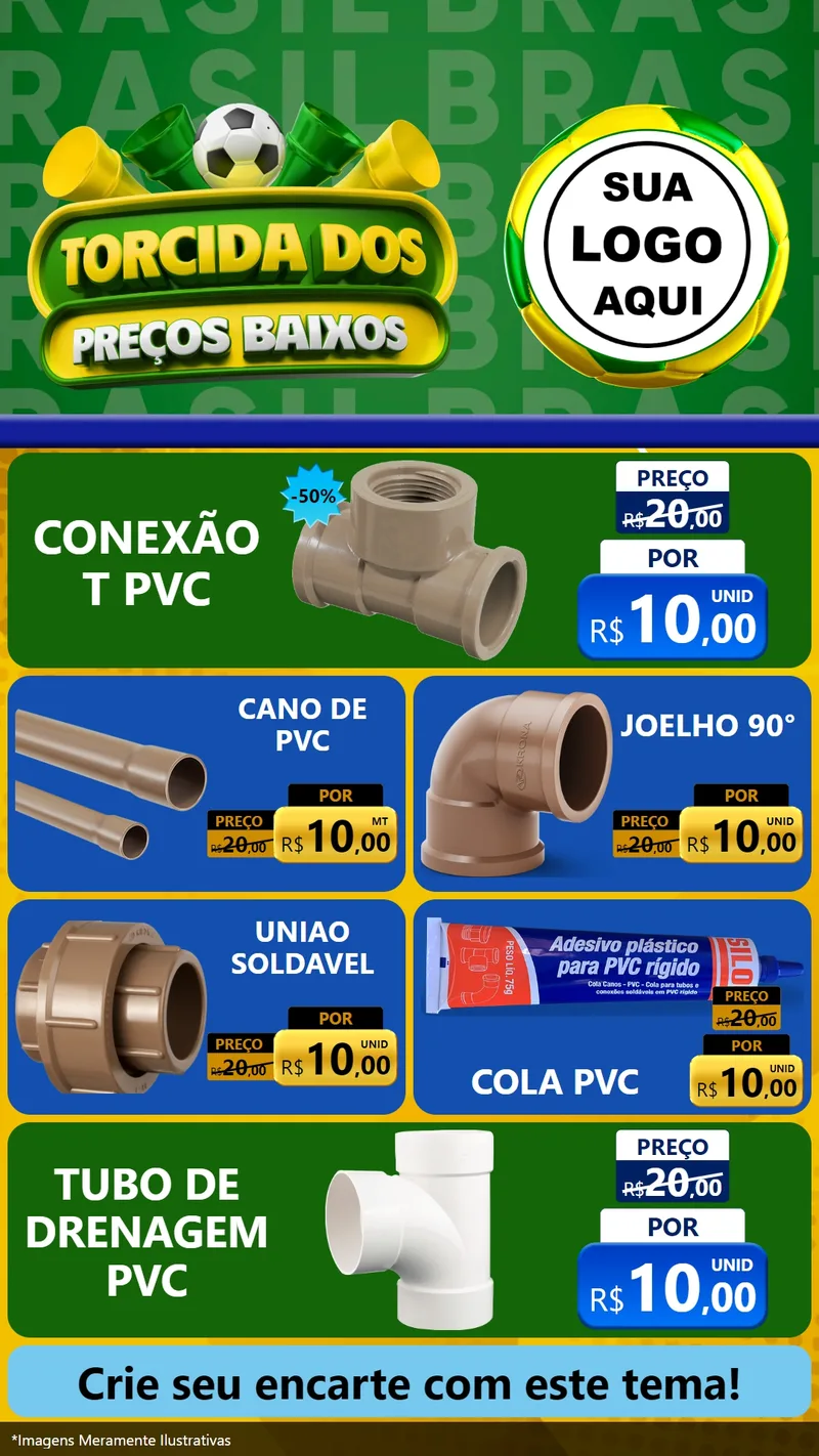 Modelo de TV para TV Vertical com o tema Torcida dos Preços Baixos para Tubos e conexões
