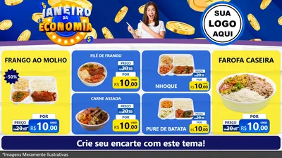 Modelo de TV para TV Horizontal com o tema Janeiro da Economia para Restaurante