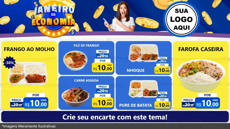 Modelo de TV para TV Horizontal com o tema Janeiro da Economia para Restaurante