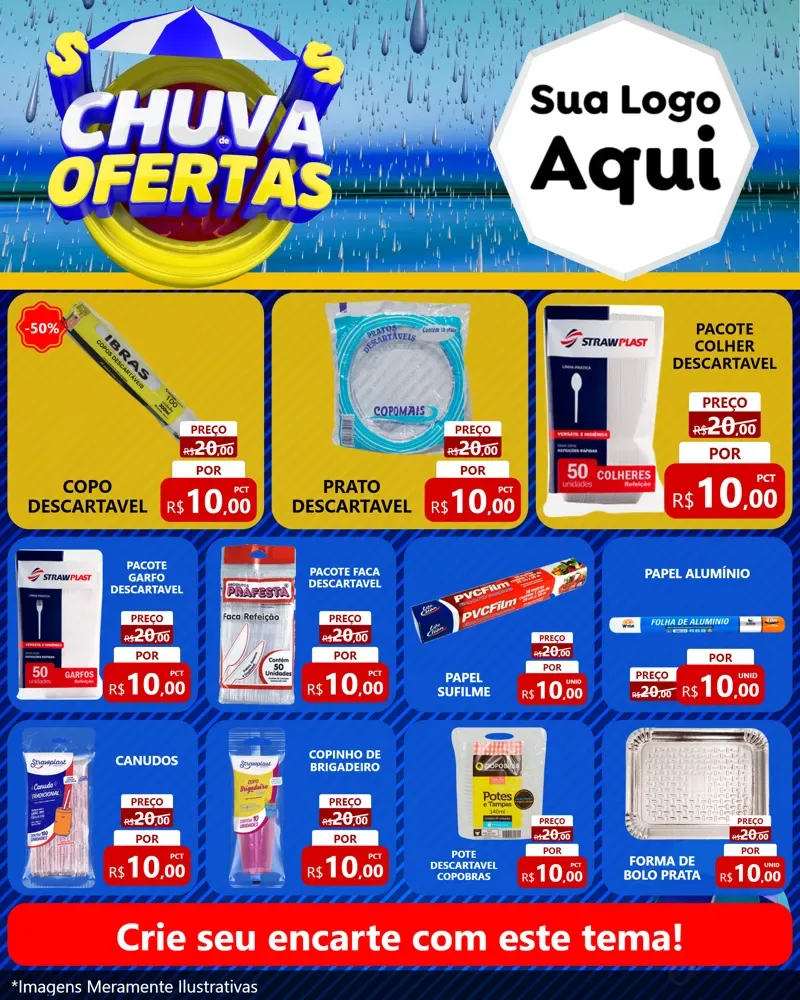 Modelo de Rede Social para Feed Instagram com o tema Chuva de Ofertas para Embalagens