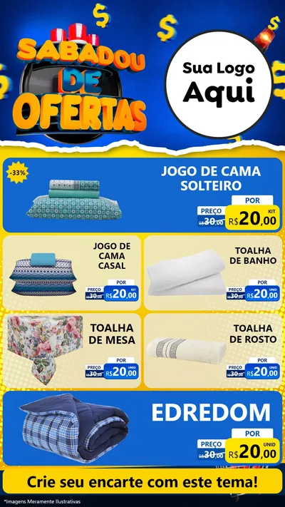 Modelo de TV para TV Vertical com o tema Sabadou de Ofertas para Cama, Mesa e Banho