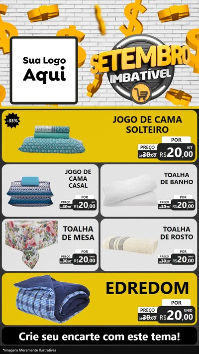 Modelo de TV para TV Vertical com o tema Setembro Imbatível para Cama, Mesa e Banho