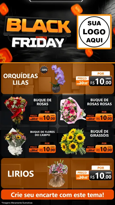Modelo de TV para TV Vertical com o tema Black Friday para Floricultura e jardim