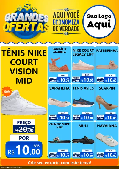 Modelo de Encarte para Encarte A4 Vertical com o tema Grandes Ofertas para Calçados