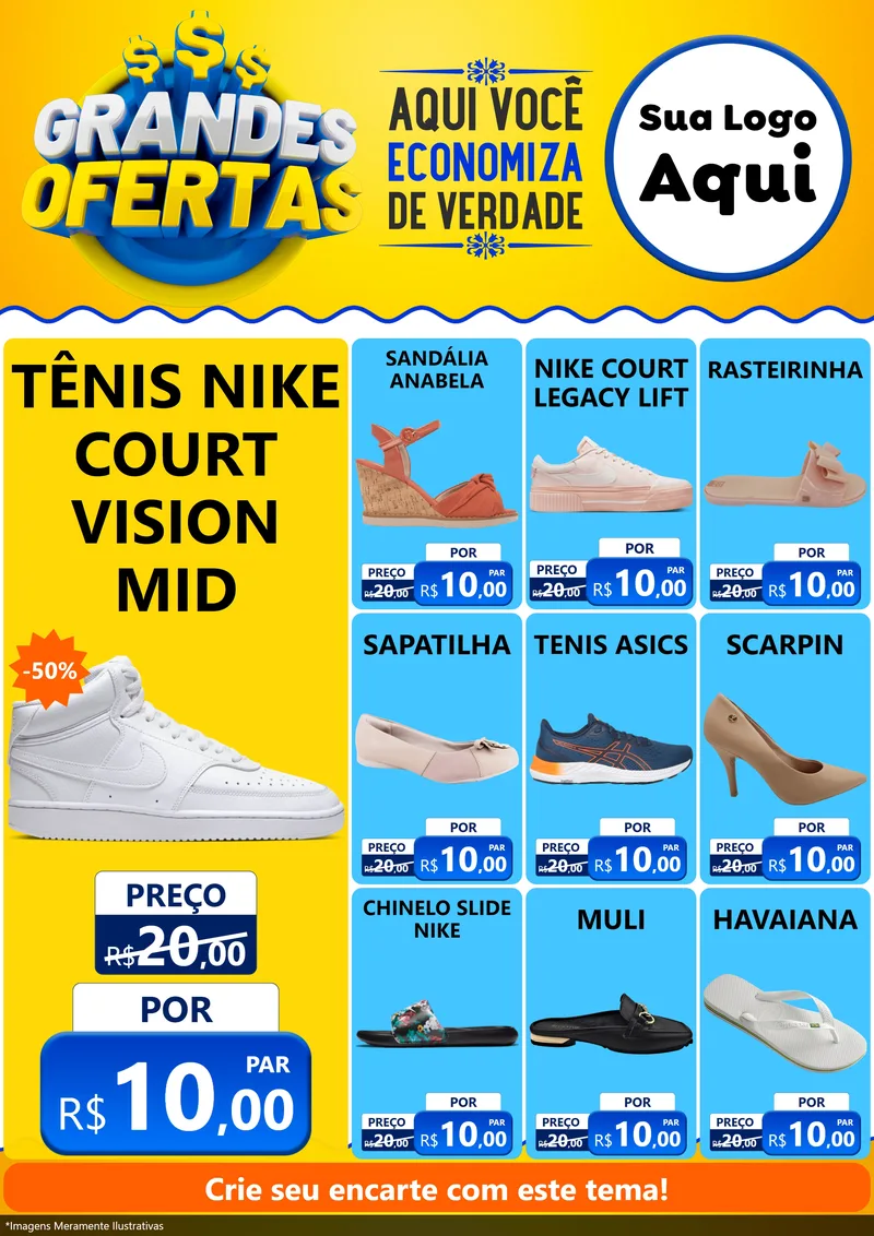 Modelo de Encarte para Encarte A4 Vertical com o tema Grandes Ofertas para Calçados