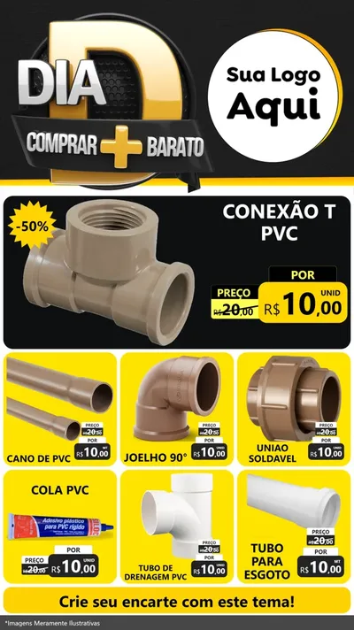 Modelo de Rede Social para Stories com o tema Dia D Mais Economia para Tubos e conexões