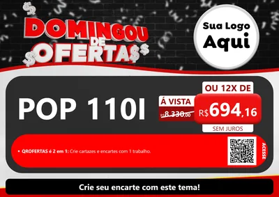 Modelo de Cartaz para Cartaz A4 Horizontal com o tema Domingou de Ofertas para Concessionaria de Motos