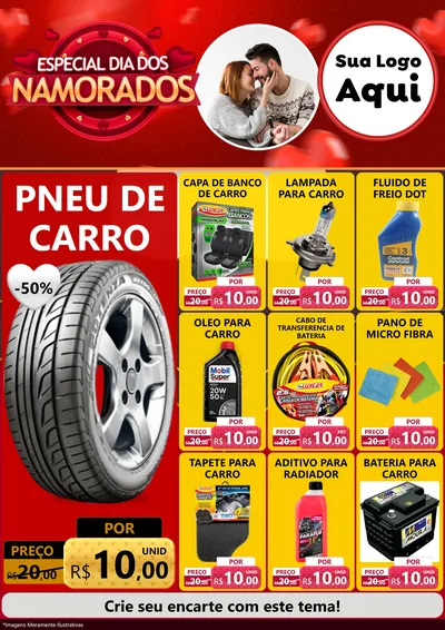 Modelo de Encarte para Encarte A4 Vertical com o tema Especial Dia Dos Namorados para Auto peças