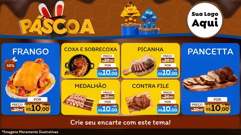 Modelo de TV para TV Horizontal com o tema Páscoa para Assados