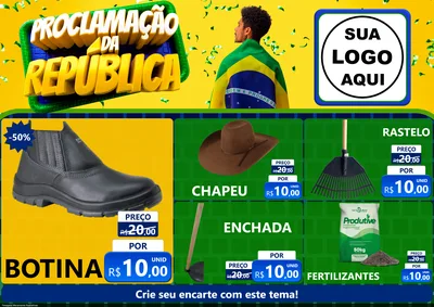 Modelo de Encarte para Encarte A4 Horizontal com o tema Proclamação da República para Agropecuária