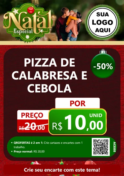 Modelo de Cartaz para Cartaz A4 Vertical com o tema Natal Especial para Pizzaria