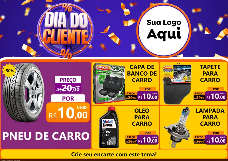 Modelo de Encarte para Encarte A4 Horizontal com o tema Dia do Cliente para Auto peças