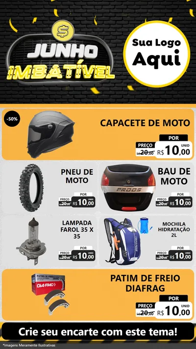 Modelo de TV para TV Vertical com o tema Junho Imbatível para Moto peças