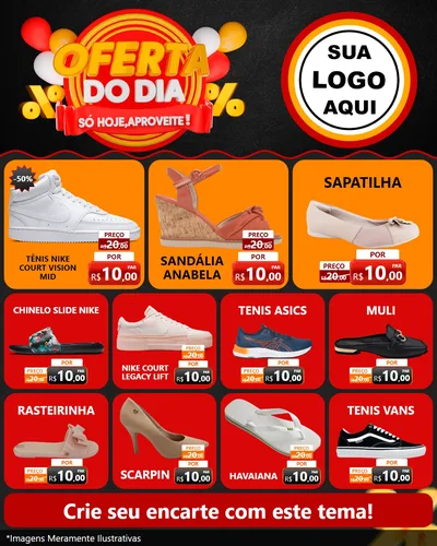 Modelo de Rede Social para Feed Instagram com o tema Oferta do Dia - Só hoje, Aproveite! para Calçados