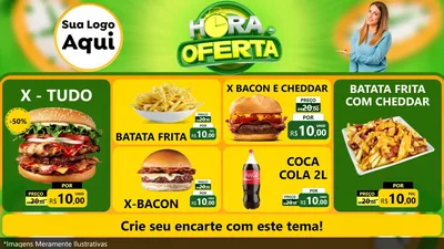 Modelo de TV para TV Horizontal com o tema Hora da Oferta para Hamburgueria
