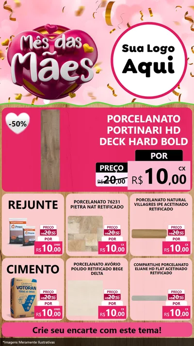 Modelo de Rede Social para Stories com o tema Mês das Mães para Pisos e revestimentos