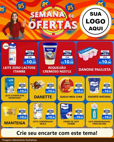 Modelo de Rede Social para Feed Instagram com o tema Semana de Ofertas para Frios e Laticínios