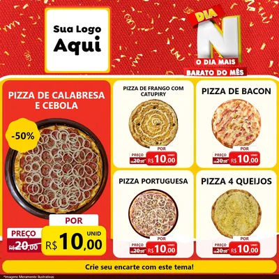 Modelo de Rede Social para Feed Facebook com o tema Dia N o Dia Mais Barato do Mês para Pizzaria