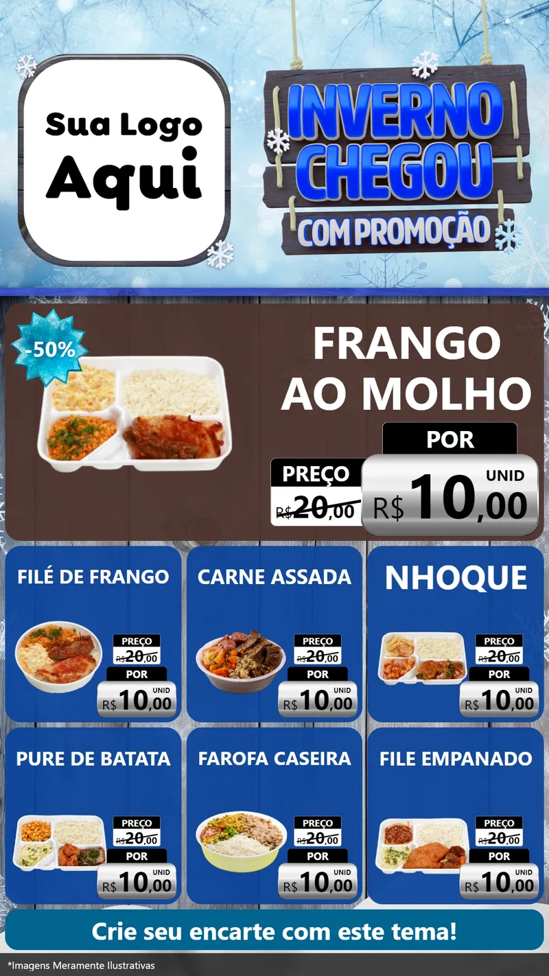 Modelo de Rede Social para Stories com o tema Inverno Chegou Com Promoção para Restaurante