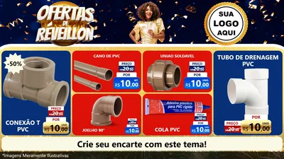 Modelo de TV para TV Horizontal com o tema Ofertas de Réveillon para Tubos e conexões