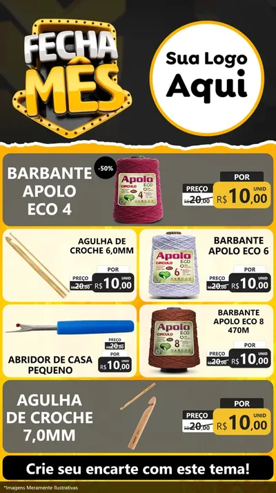 Modelo de TV para TV Vertical com o tema Fecha Mês para Armarinho e Aviamentos
