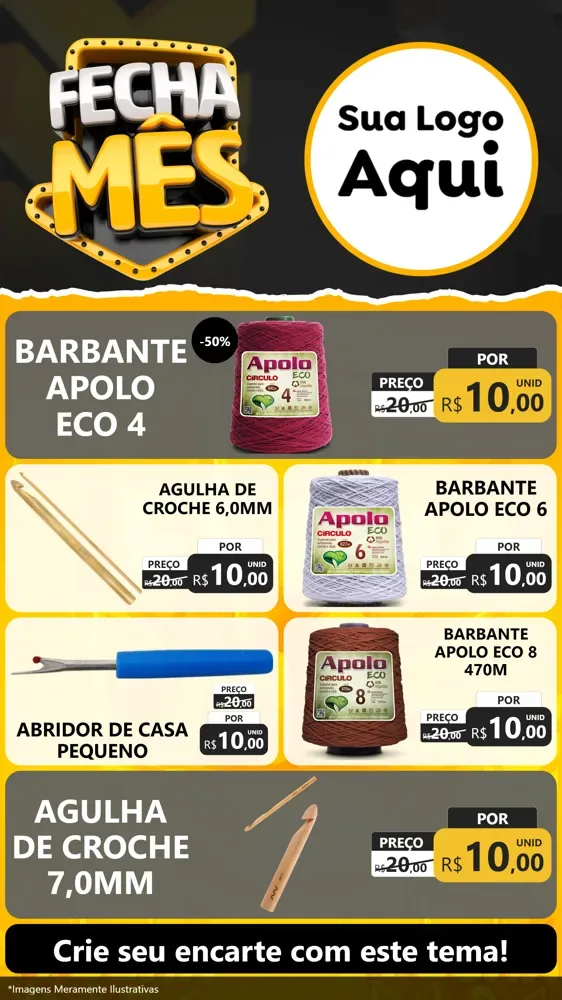Modelo de TV para TV Vertical com o tema Fecha Mês para Armarinho e Aviamentos